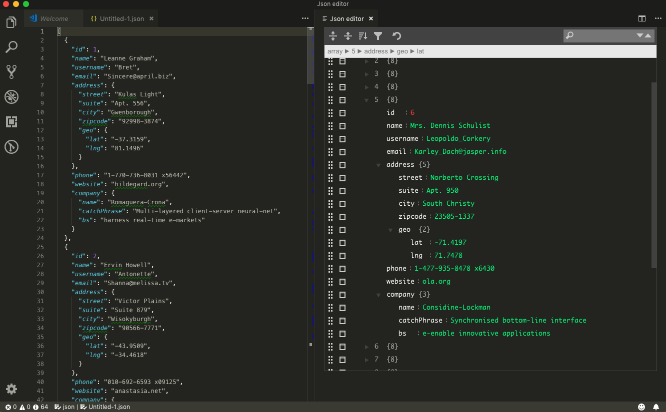 Json Editor Screenshot